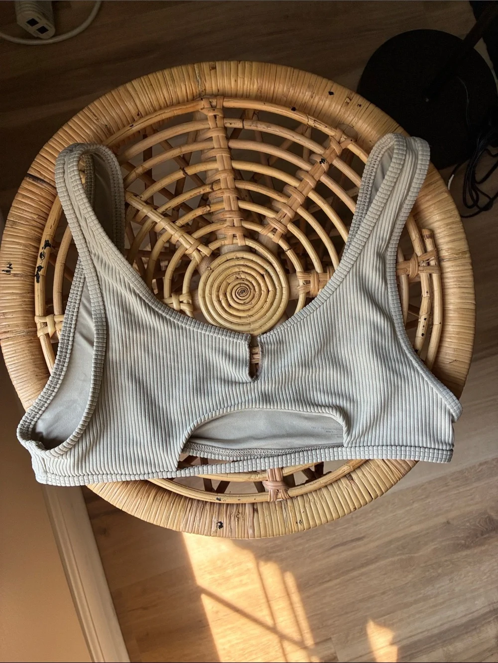 Frankie’s Bikinis Cole Ribbed Scoop Bikini Top- Tan